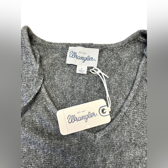 New Wrangler Gray Poncho Fringed V-neck Women's Sz Small NWT Retro Shawl Pull On - Picture 6 of 6